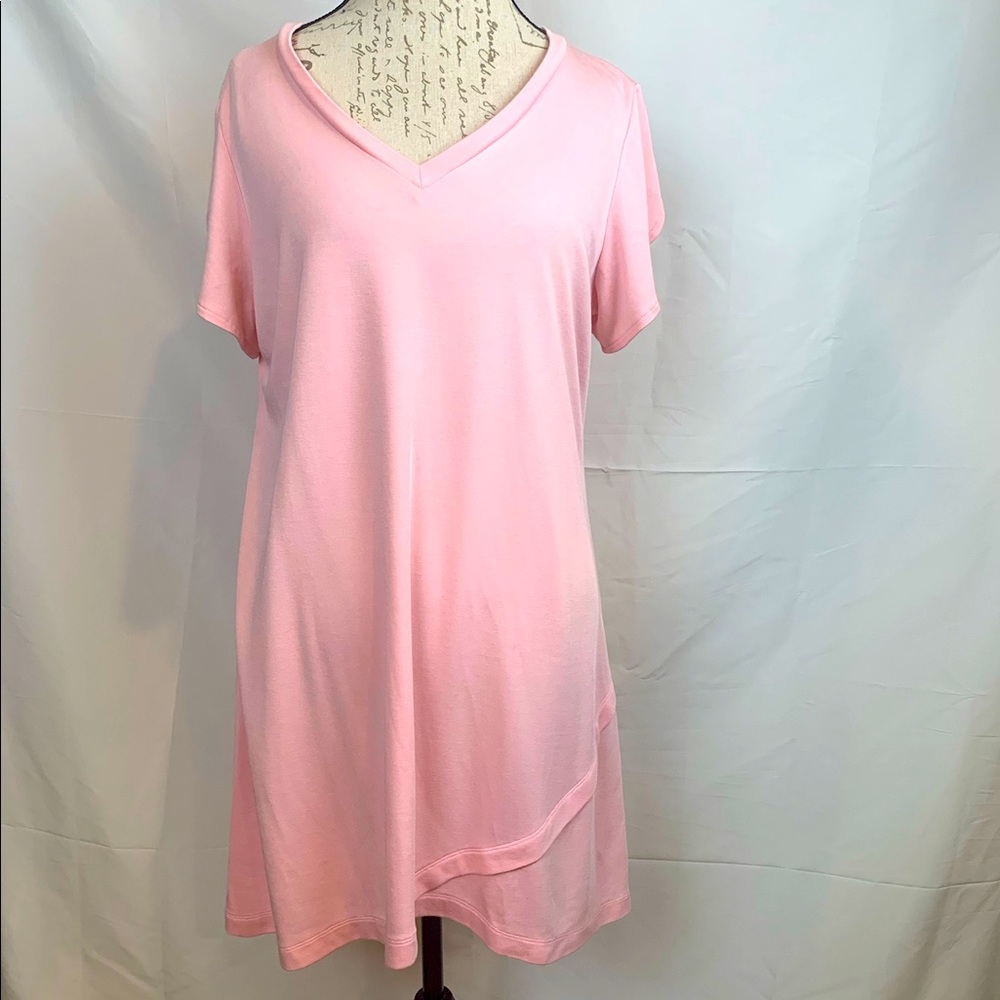 KAARI blue Pink Short Sleeve Ruffle Dress Size 14